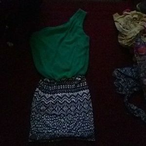 Black,white, and green dress